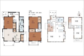 広い敷地に２棟の建物を合わせての販売です。東棟にはトイレを２階へ増設しています。