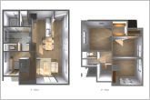■参考プラン（俯瞰図）・3LDK+ランドリースペース・建物価格：2344万円（税込）・延床面積：107.64平米（32.55坪）