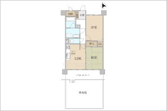 2LDK※図面と現況に相違ある場合には現況優先とします。