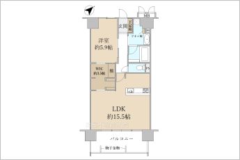1LDK+WTC3.5帖※図面と現況に相違がある場合は現況優先とします