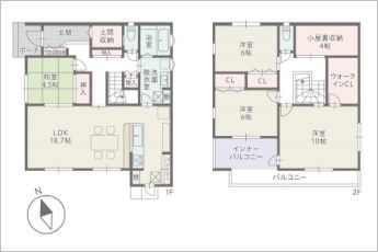 4LDK+小屋裏収納（4帖）