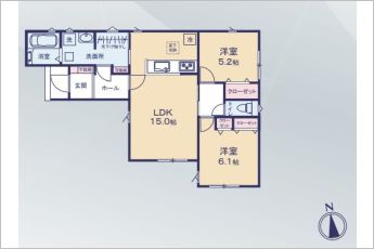 2LDK※図面と現況に相違ある場合には現況優先とします。