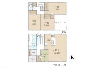 3LDK+タタミコーナー（3帖）※図面と現況に相違ある場合には現況優先とします。