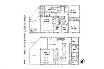 3SLDK＋スタディコーナー4帖※図面と現況に相違ある場合には現況優先とします。