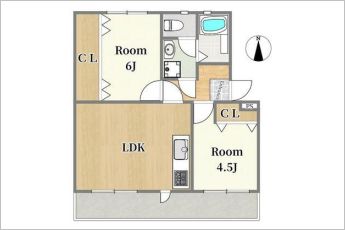 2LDK※図面と現況に相違ある場合には現況優先とします。
