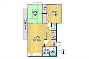 2LDK※図面と現況に相違ある場合には現況優先とします。