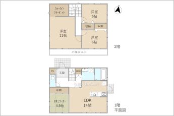 3LDK＋タタミコーナー4.5帖※図面と現況に相違ある場合には現況優先とします。