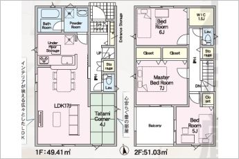 3LDK＋タタミコーナー4帖※図面と現況に相違ある場合には現況優先とします。