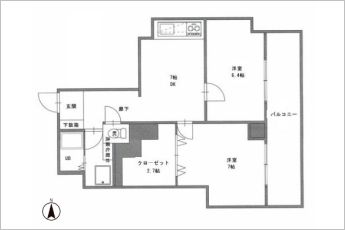 2DK※図面と現況に相違ある場合には現況優先とします。