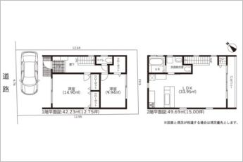 2LDK※図面と現況に相違ある場合には現況優先とします。