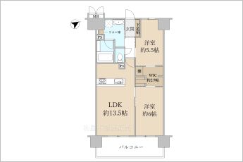 2LDK+ウォークスルークローゼット2.9帖※図面と現況に相違がある場合は現況優先とします