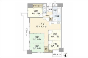 5LDK※図面と現況に相違ある場合には現況優先とします。
