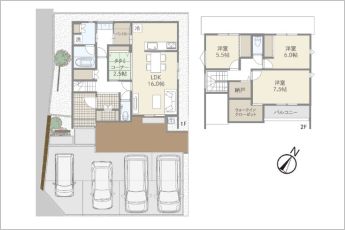 3SLDK＋タタミコーナー2.5帖※図面と現況に相違ある場合には現況優先とします。