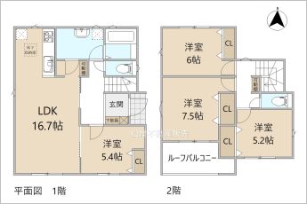 4LDK※図面と現況に相違ある場合には現況優先とします。