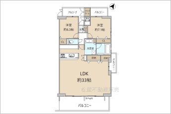 2LDK※図面と現況に相違ある場合には現況優先とします。