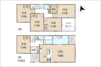 5LDK※図面と現況に相違ある場合には現況優先とします。