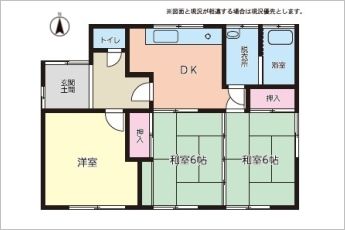 3DK※図面と現況に相違ある場合には現況優先とします。