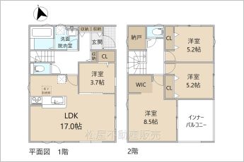 4SLDK※図面と現況に相違ある場合には現況優先とします。