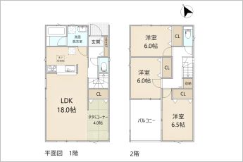 3LDK+タタミコーナー4帖※図面と現況に相違ある場合には現況優先とします。