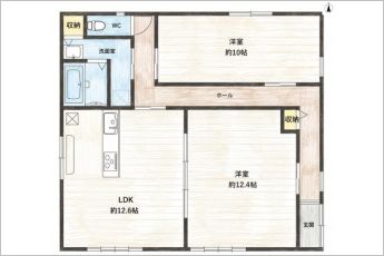 2LDK※図面と現況に相違ある場合には現況優先とします。
