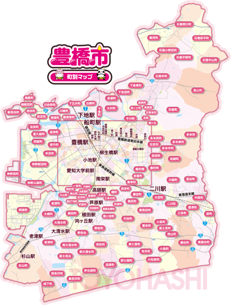 豊橋市町別マップ