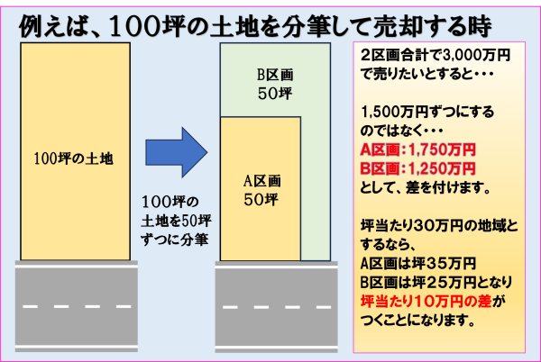 100坪の土地を分筆して売却する場合