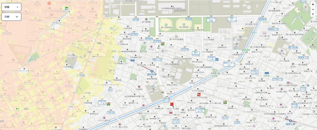 豊川市諏訪町駅を中心とした洪水浸水想定区域