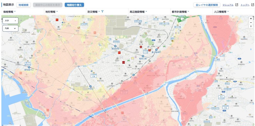 不動産情報ライブラリで防災情報