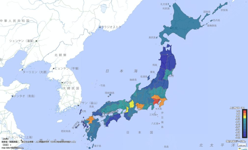 人口増減ヒートマップ