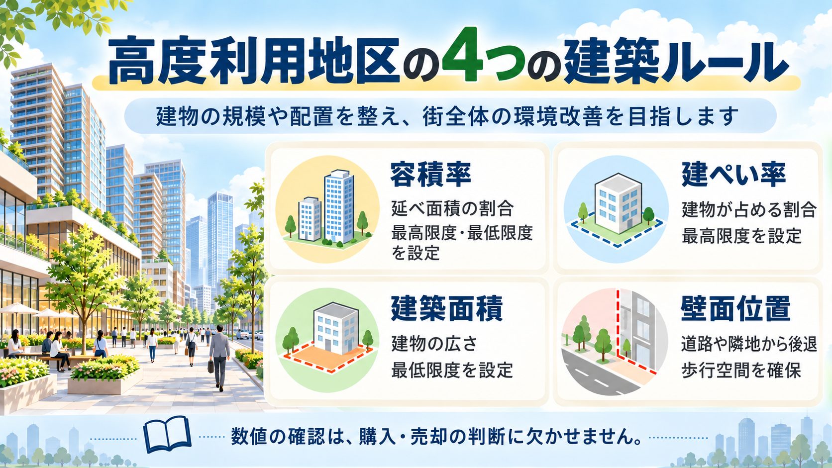 壁面位置の制限｜道路沿いの空間や歩行環境を確保する