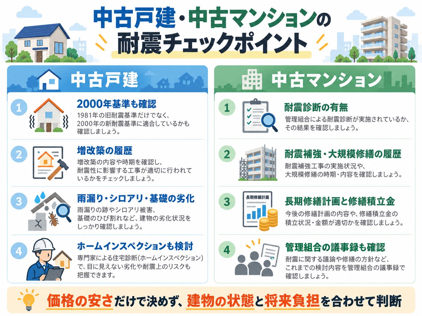 中古マンションは建物全体の管理状態まで確認する