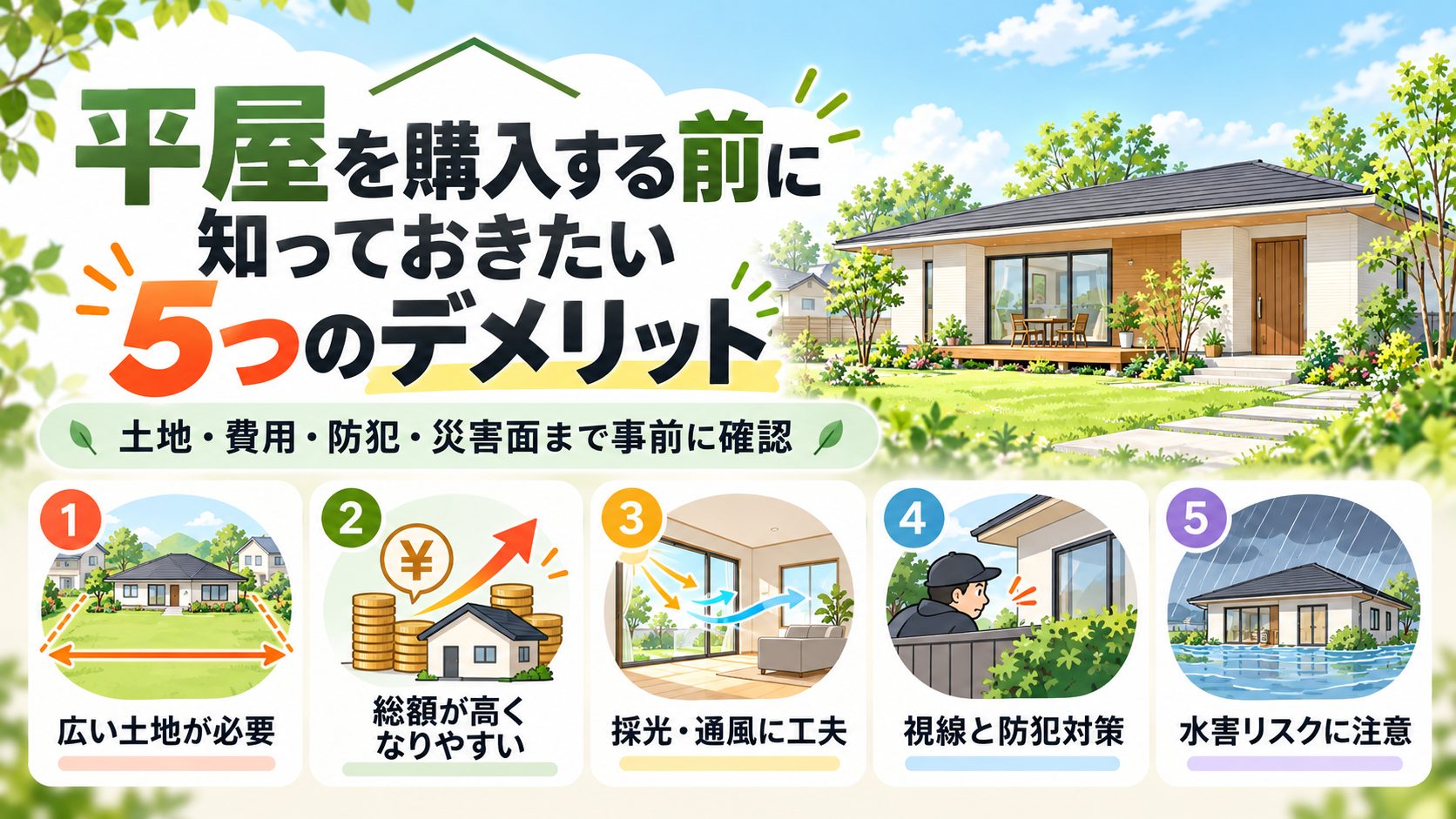 平屋を購入する前に知っておきたい5つのデメリット