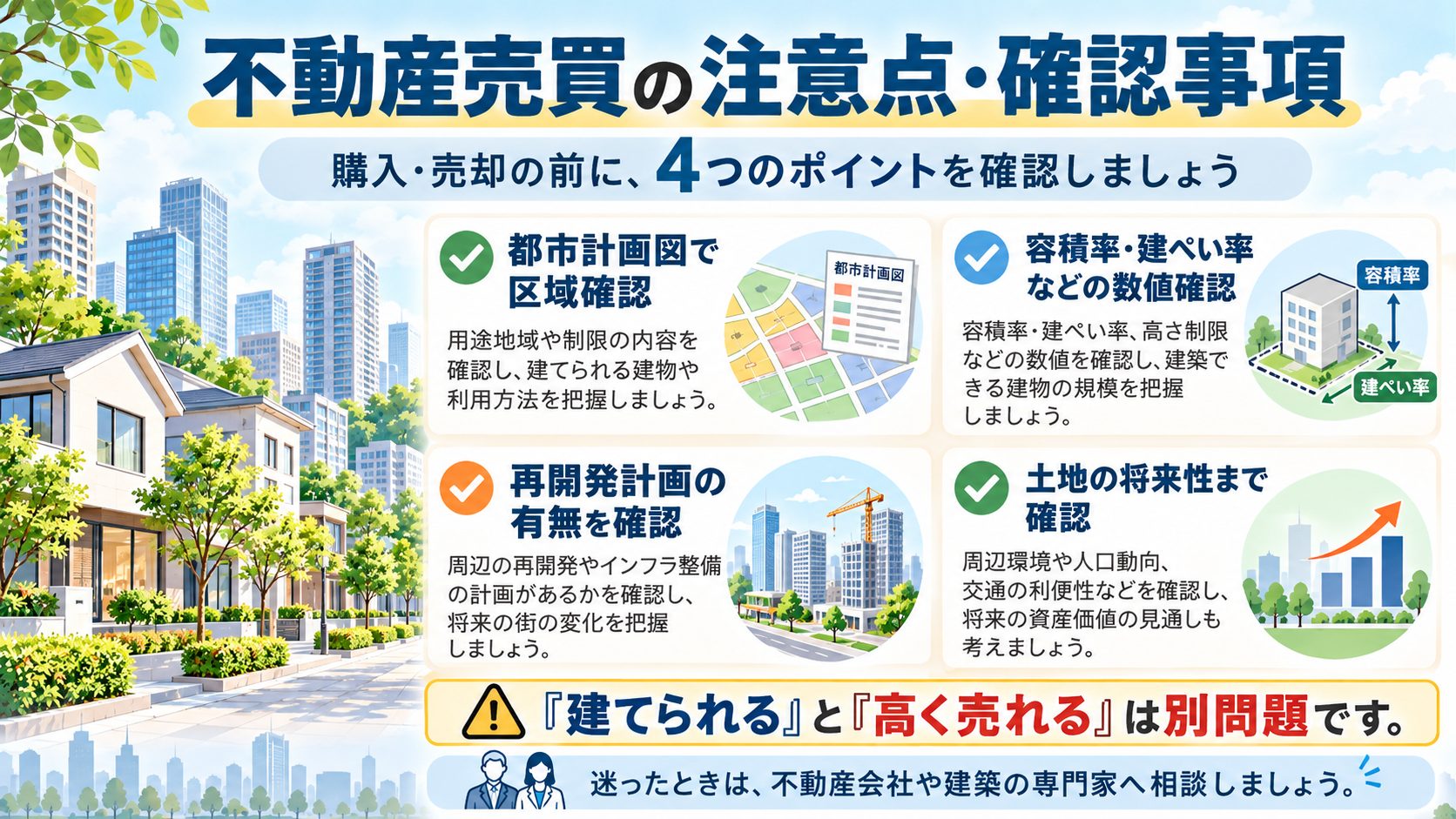 現在の建物だけでなく土地としての将来性まで査定する