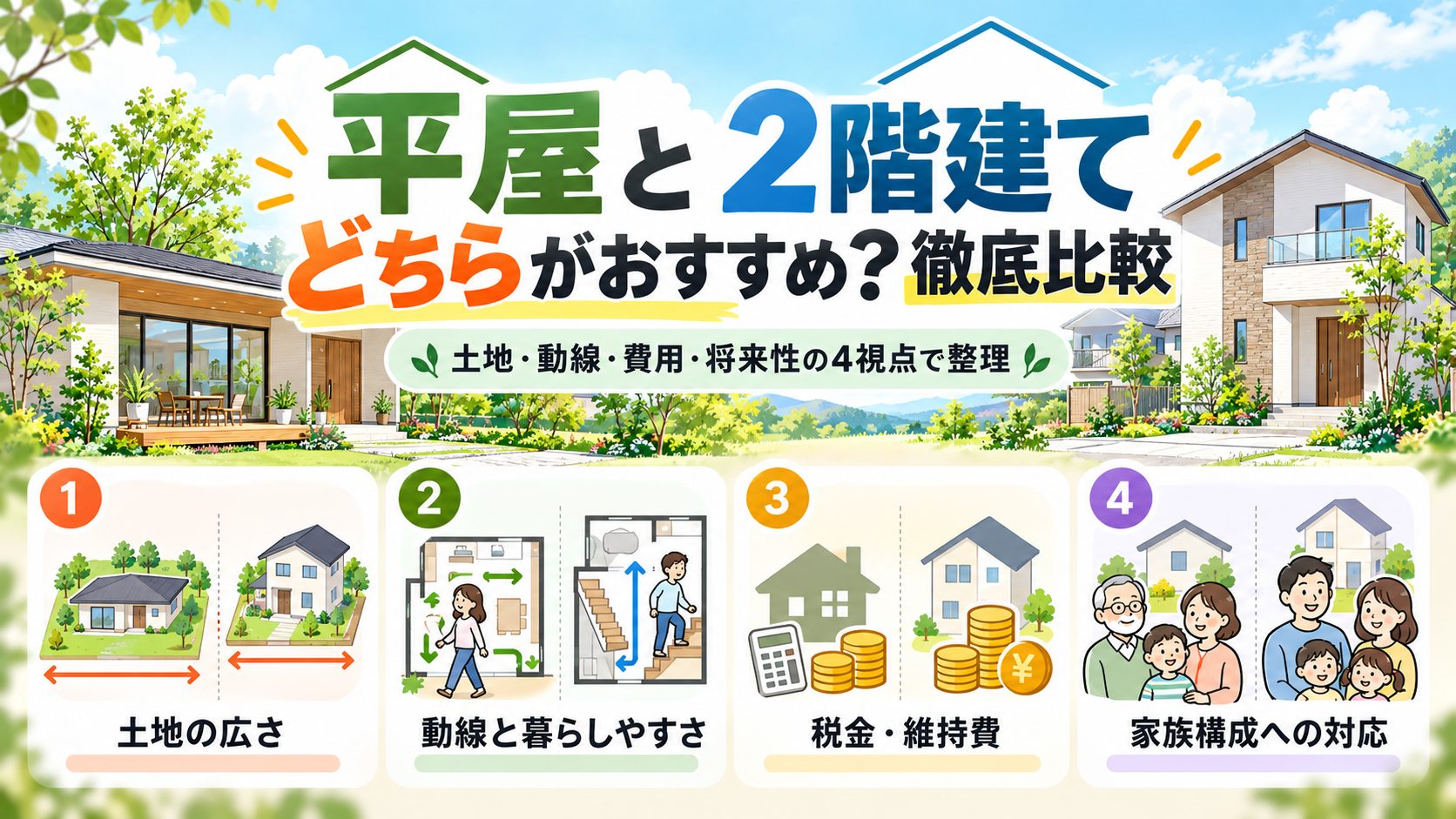 平屋と2階建はどちらがおすすめ?購入前に徹底比較